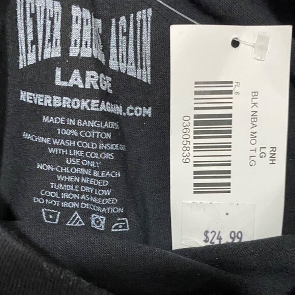 Never Broke Again 2018 Large Black Graphic T-Shirt Featuring Monkey Design NWT - Picture 5 of 5